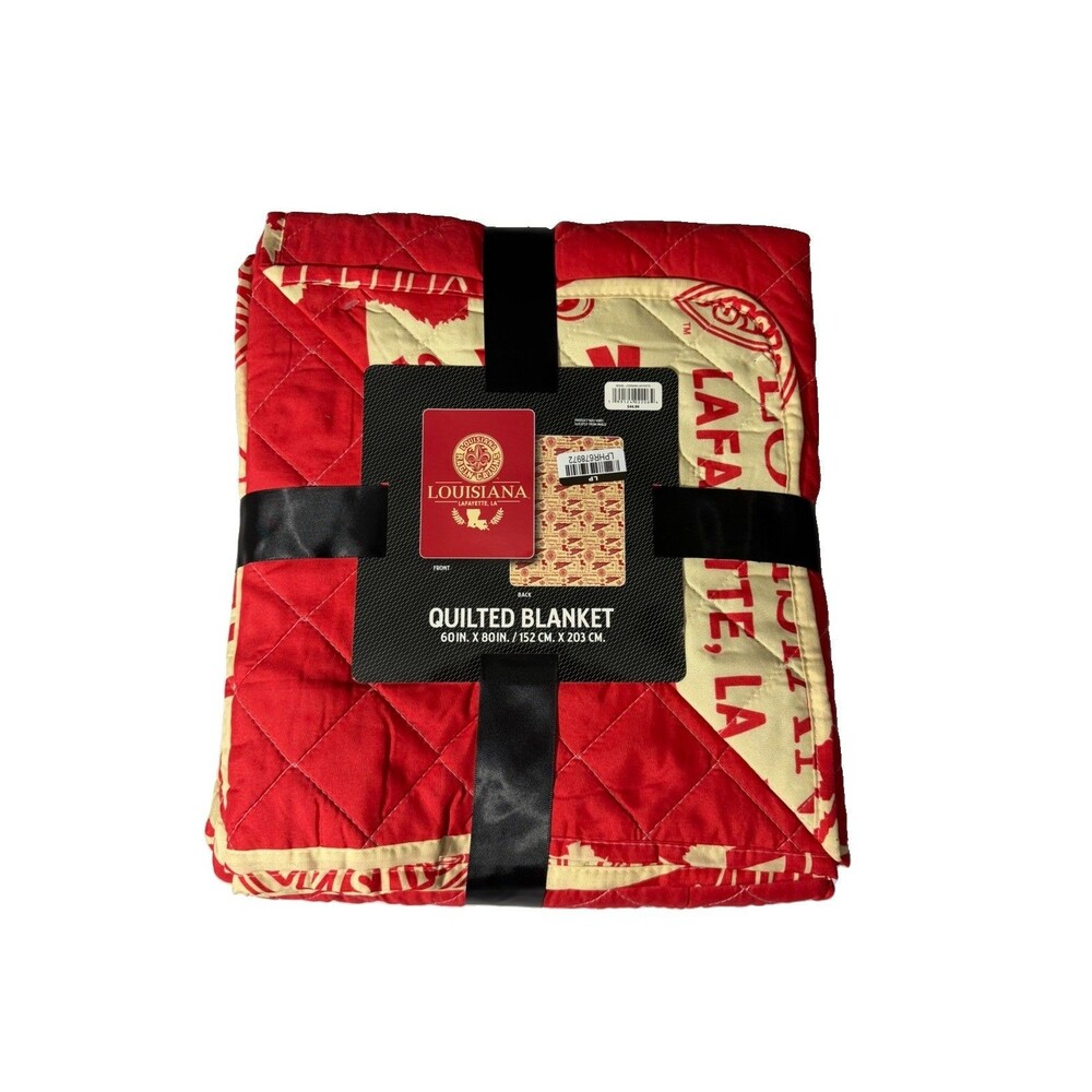 NWT Louisiana Ragin’ Cajuns UL Lafayette Quilted Blanket Throw 60x80 Red
